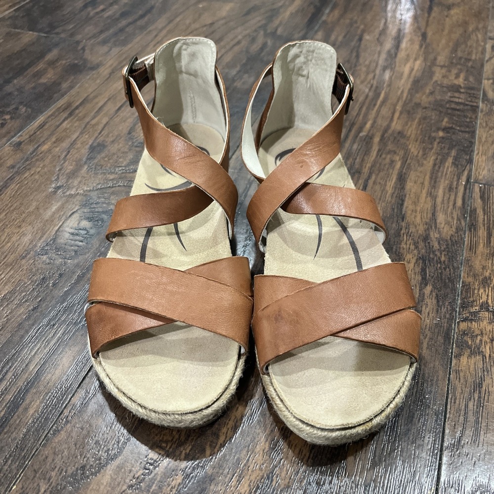 Abeo Biosystem Leather Strappy Espadrille Sandals Women's 6 Comfort Shoes
